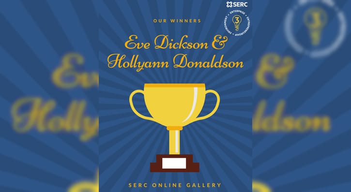 Graphic featuring a trophy and text that reads SERC Winners- Eve Dickson and Hollyanne Donaldson SERC Online Graphic